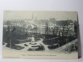 AK  Basel - Strassburger - Denkmal mit neuer Realschule 1906