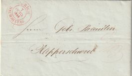 Faltbrief mit rotem Stempel Zürich Nachmittag 1846