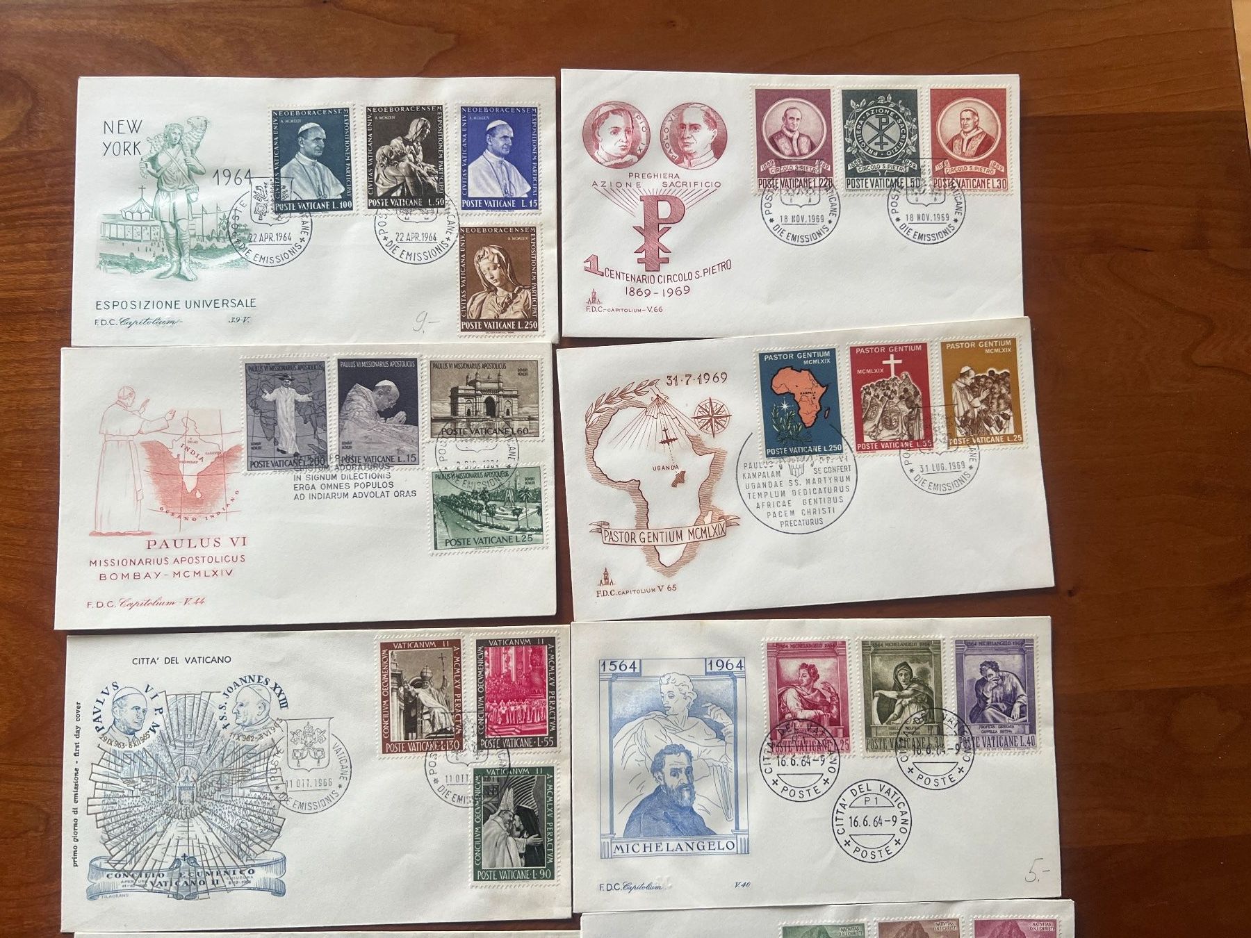 Tutti i francobolli: FDC Vatikan 10 Super Briefe  (M237) – Usato da Hinwil venduto da Sidi4 1