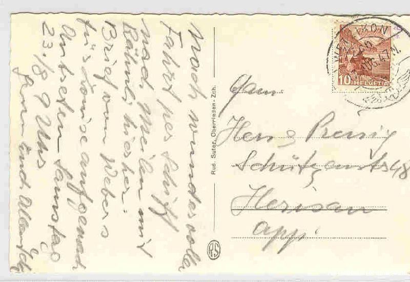 Cartoline postali: Wetzikon + 1947 (667) – Usato da Emmenbrücke venduto da teestube 1