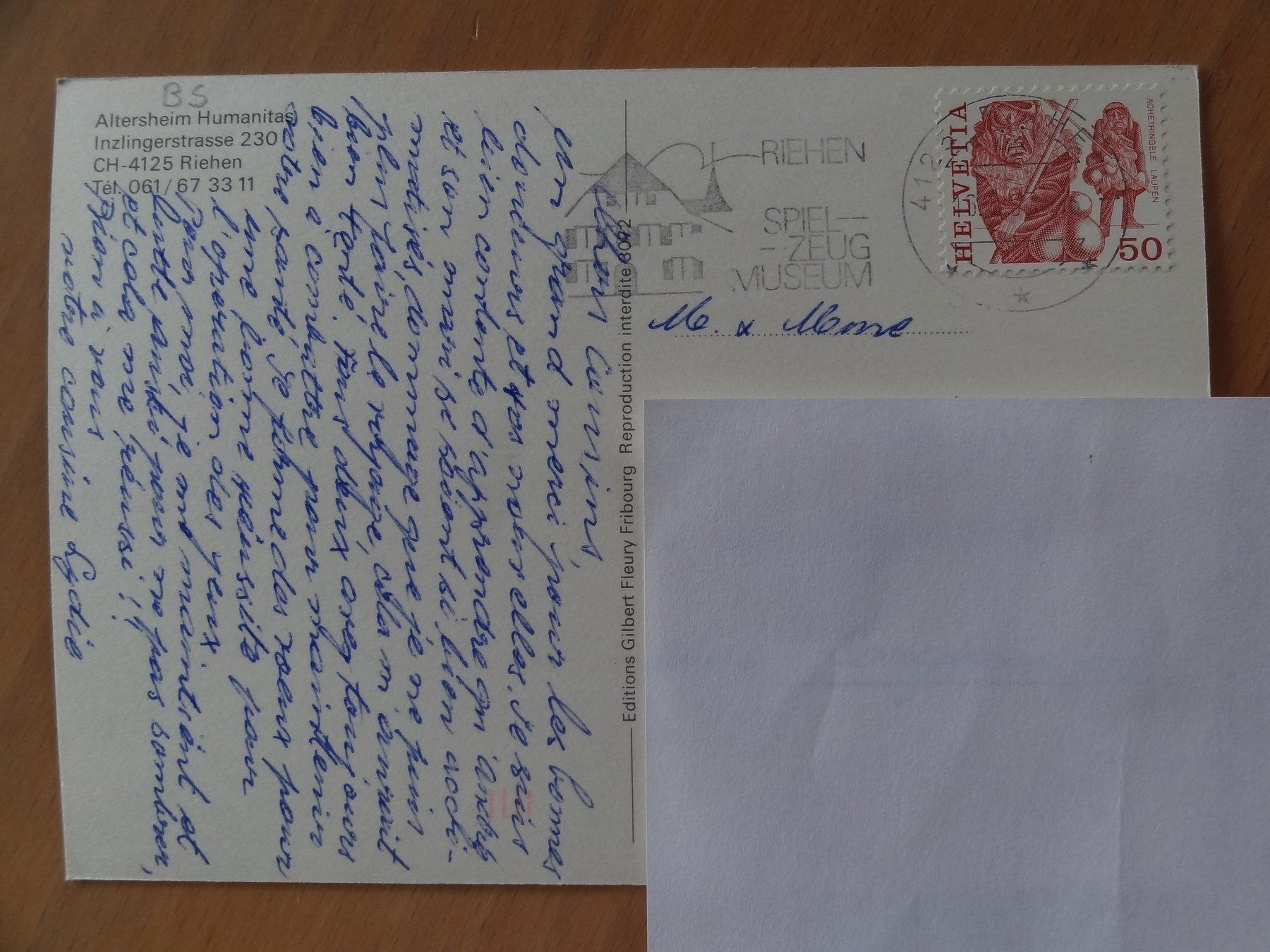 Ansichtskarten: Riehen - Altersheim Humanitas - 1987 – Gebraucht aus St Léonard von Riglin 1