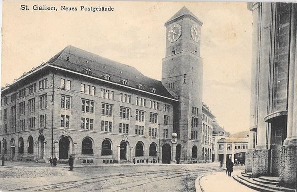 Cartoline postali: St. Gallen neues Postgebäude – Usato da Olten venduto da clotaldi