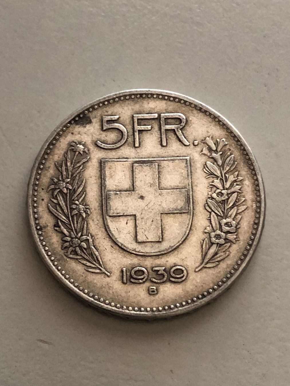 Alle Münzen: 5 Fr. 1939 – Gebraucht aus Schötz von Odpa