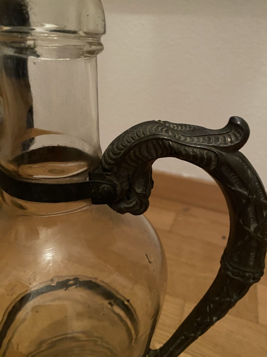 Bottiglie: Glas Karaffe mit Zinngriff – Usato da Luzern venduto da Willimaus 1