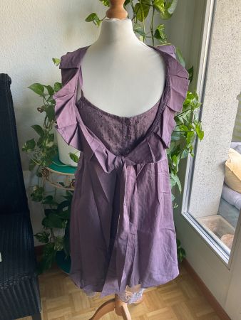 Adorable ensemble 2p. tunique et gilet 3322 violet coton XS