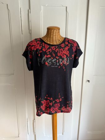 ORSAY - T-Shirt dunkelblau geblümt L