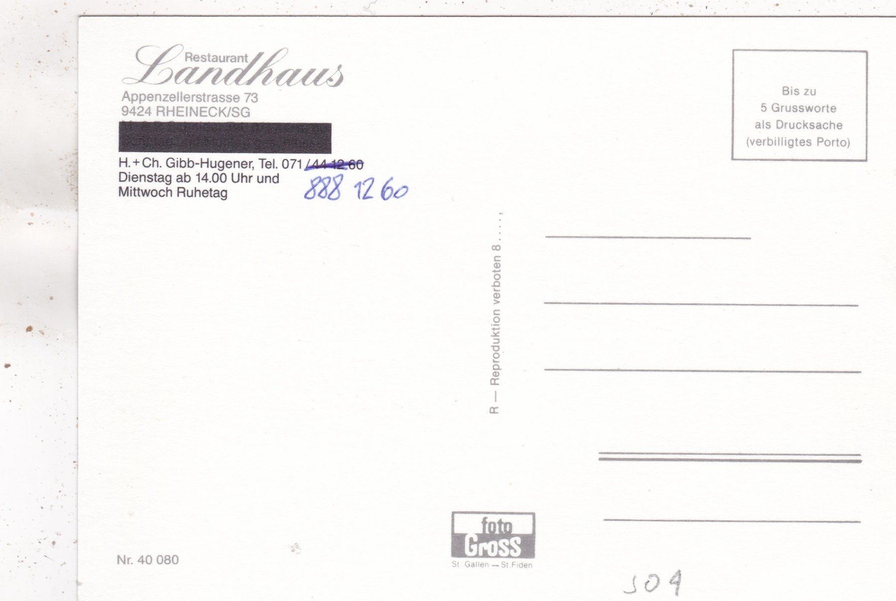 Cartoline postali: Rheineck SG Restaurant Landhaus – Usato da Herisau venduto da Lisegrat2008 1