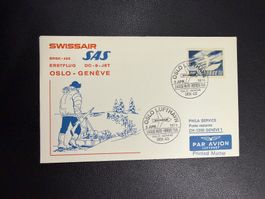Swissair/SAS Erstflugbrief Oslo-Genf 1974