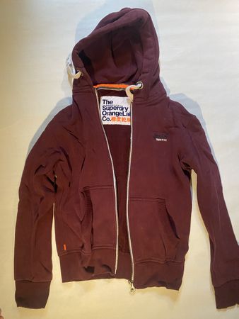 Superdry Orange Label Burgundy Zip Hoodie - M - Cozy!