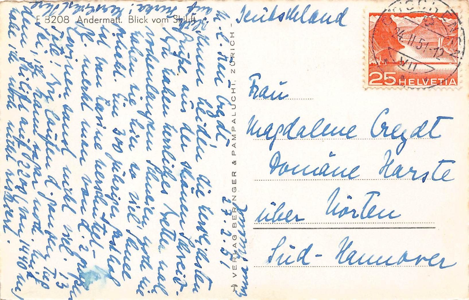 Cartoline postali: Andematt  Skilift – Usato da Bichelsee venduto da Gloeckner 1
