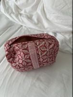 Kosmetiktasche, handgemacht, rot-pink gemustert