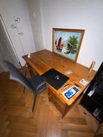 Wooden desk with integrated drawer cabinet