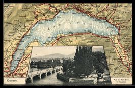 AK Genève, Pont du Mont-Blanc, Île Rousseau