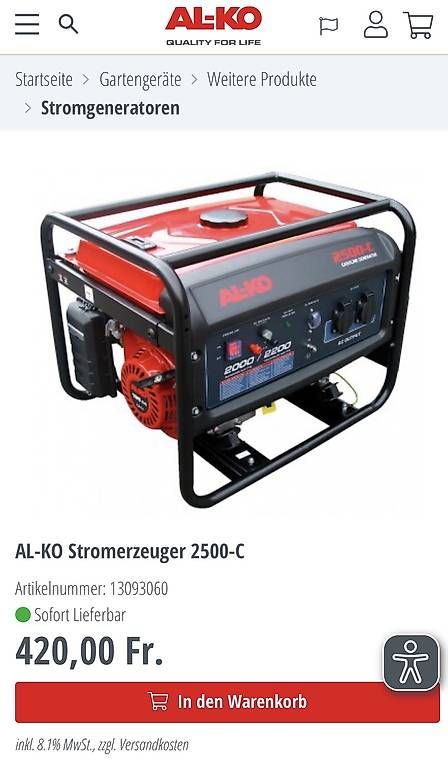 Stromgeneratoren: Generatore AL-KO 2500-C  – Gebraucht aus Osogna von GiangiLegolize 2