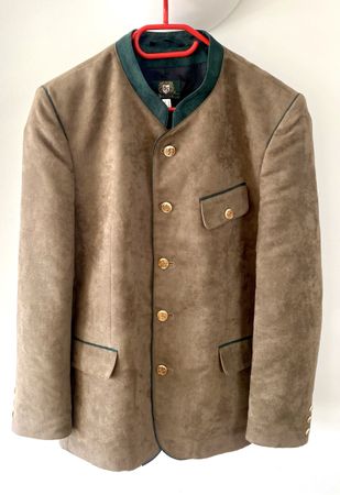 Trachtenjacke/Janker beige-braun mit grünen Details, Gr. 50