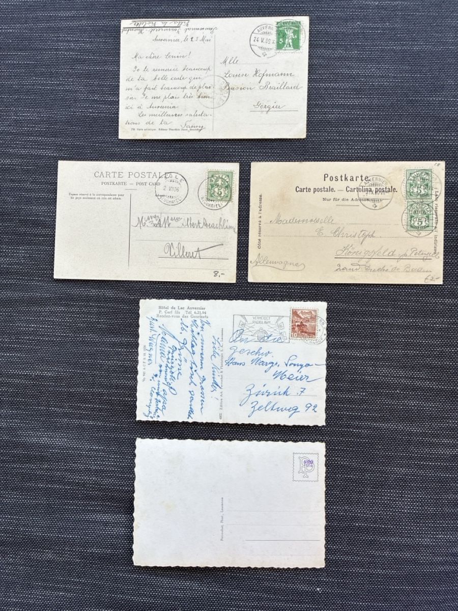 Ansichtskarten: 9 Ansichtskarten Schweiz von Auvernier NE – Gebraucht aus Oftringen von Cla.vD.74 1
