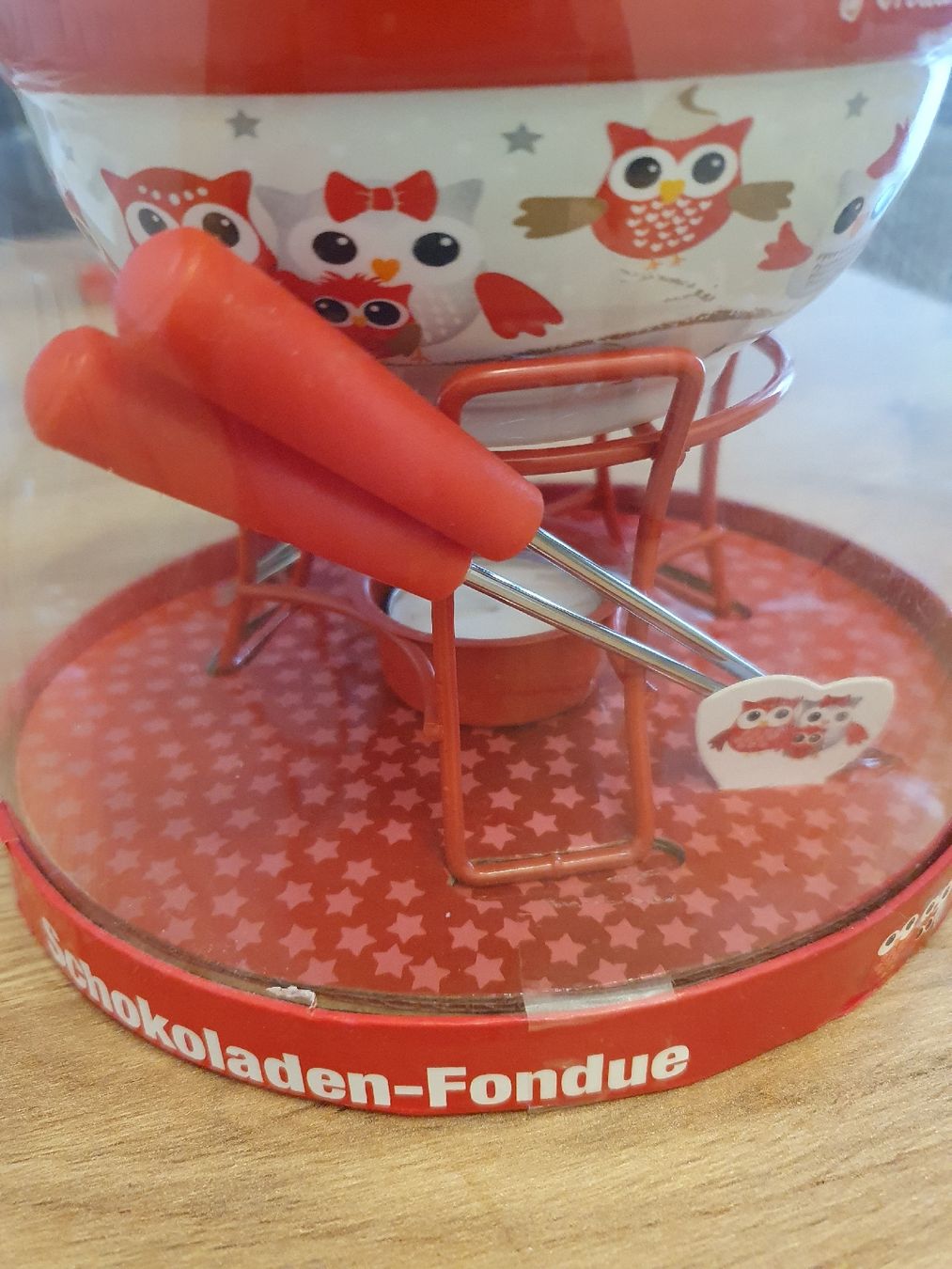 Küchengeräte: Foundue Schokolade m.Eulen Dekor – Neu und originalverpackt aus Klingnau von Fee1960 1