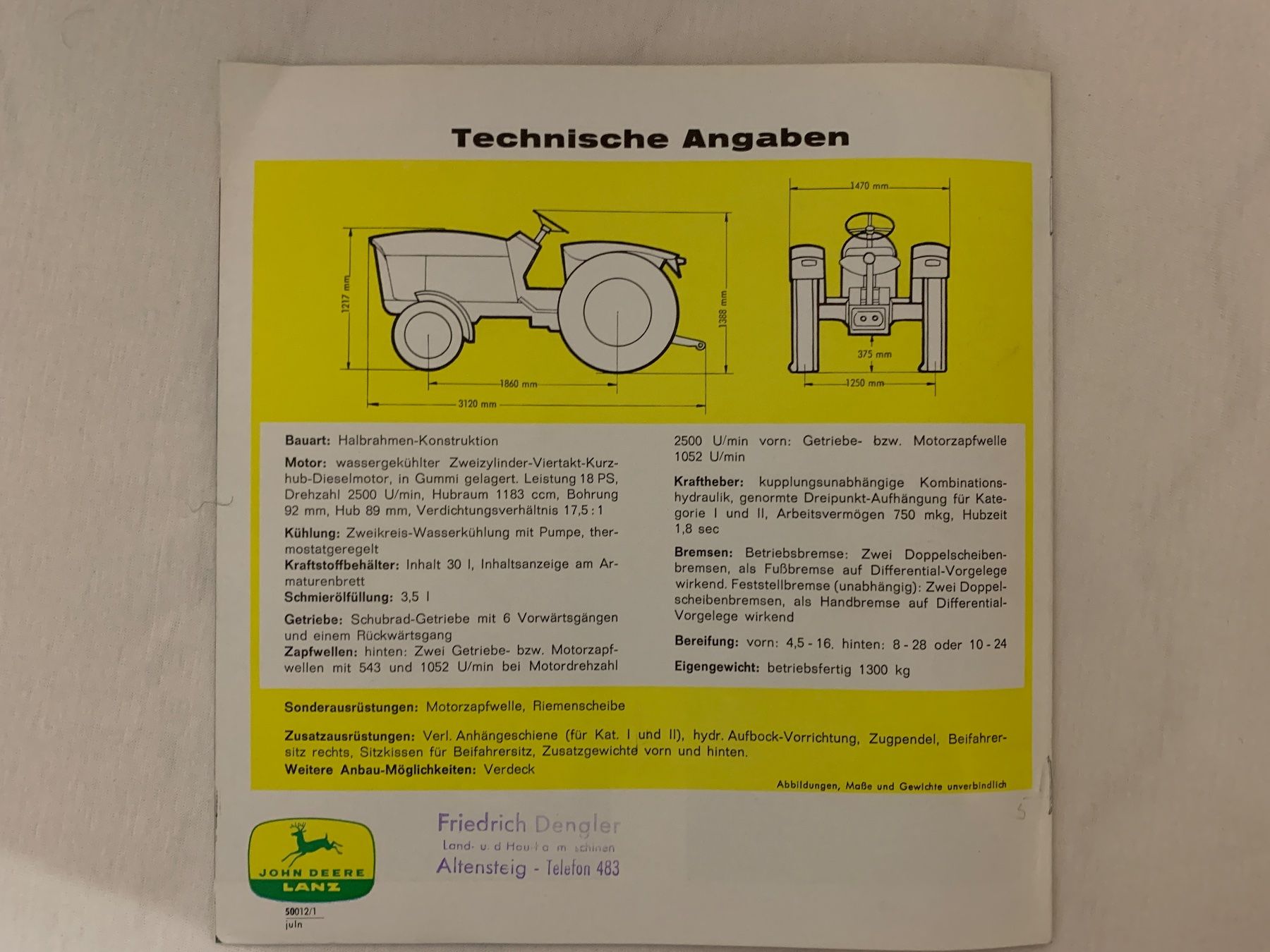 Documents: Originaler John Deere - Lanz Traktor Prospekt Oldtimer – D'occasion à Lienz par Benziner1 4