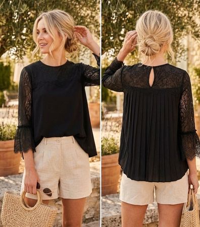 MEGA coole luftige Bluse mit Spitze von HALLHUBER Gr.38  NEU