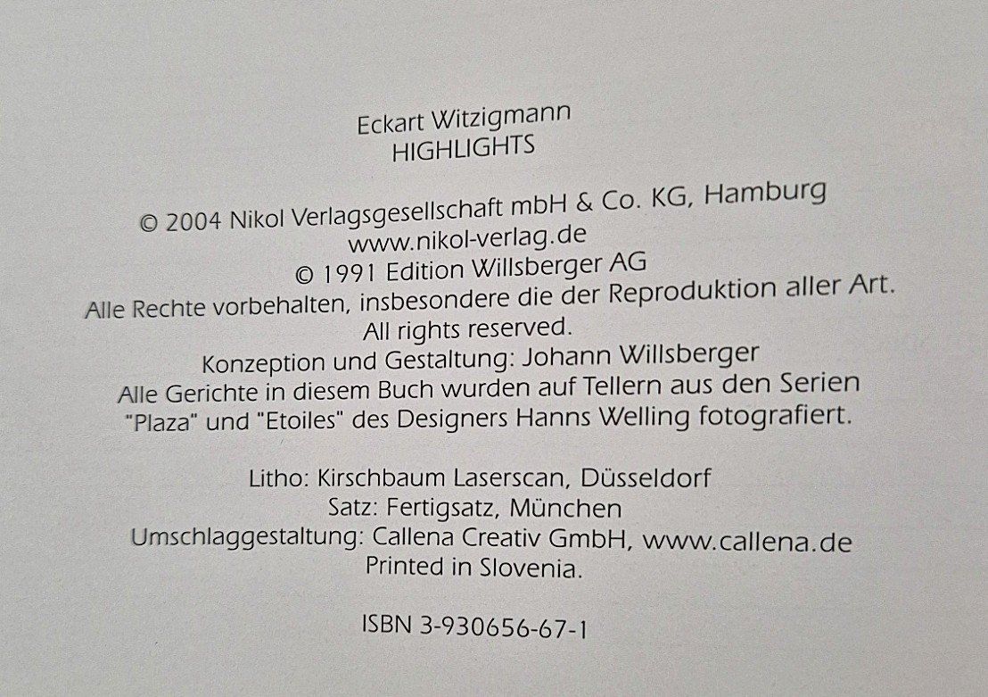 Libri: Eckart Witzigmann, Koch Buch, "Highlights", fast neu – Usato da St. Moritz venduto da Guenteratch 4