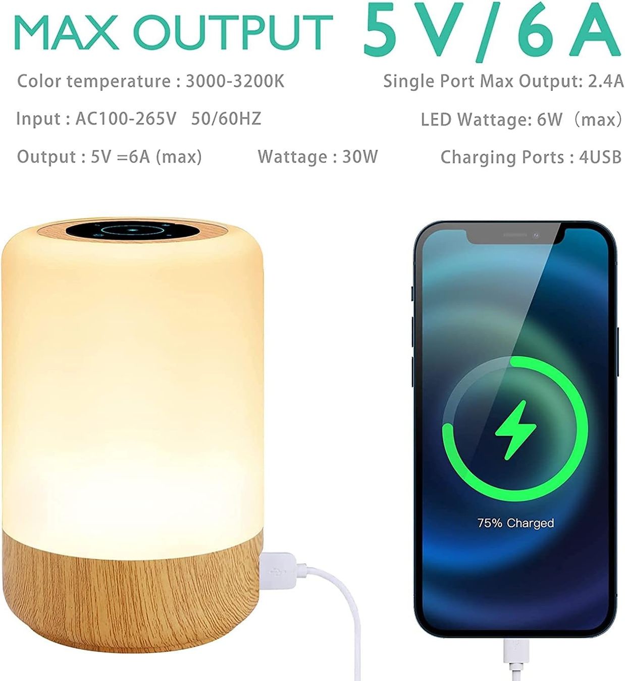 Lampade: Nachttischlampe mit 4 USB Ladeanschluss – Nuovo e nell'imballaggio originale da Nuglar venduto da SaleRitter 7