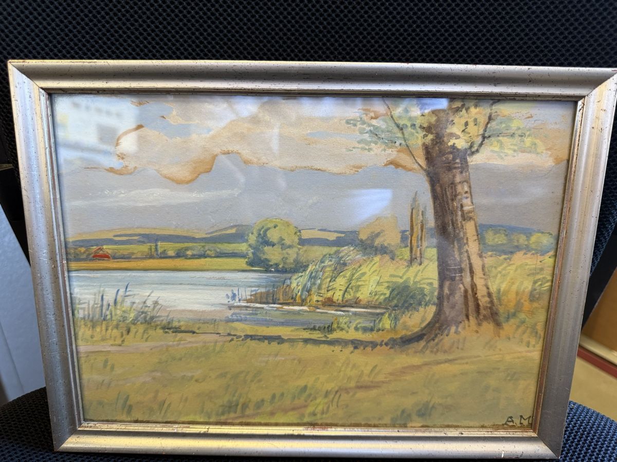 Gemälde: Gemälde Landschaft, handsigniert A.M., gerahmt, Vintage. – Gebraucht aus Strengelbach von RaenAntikDesign
