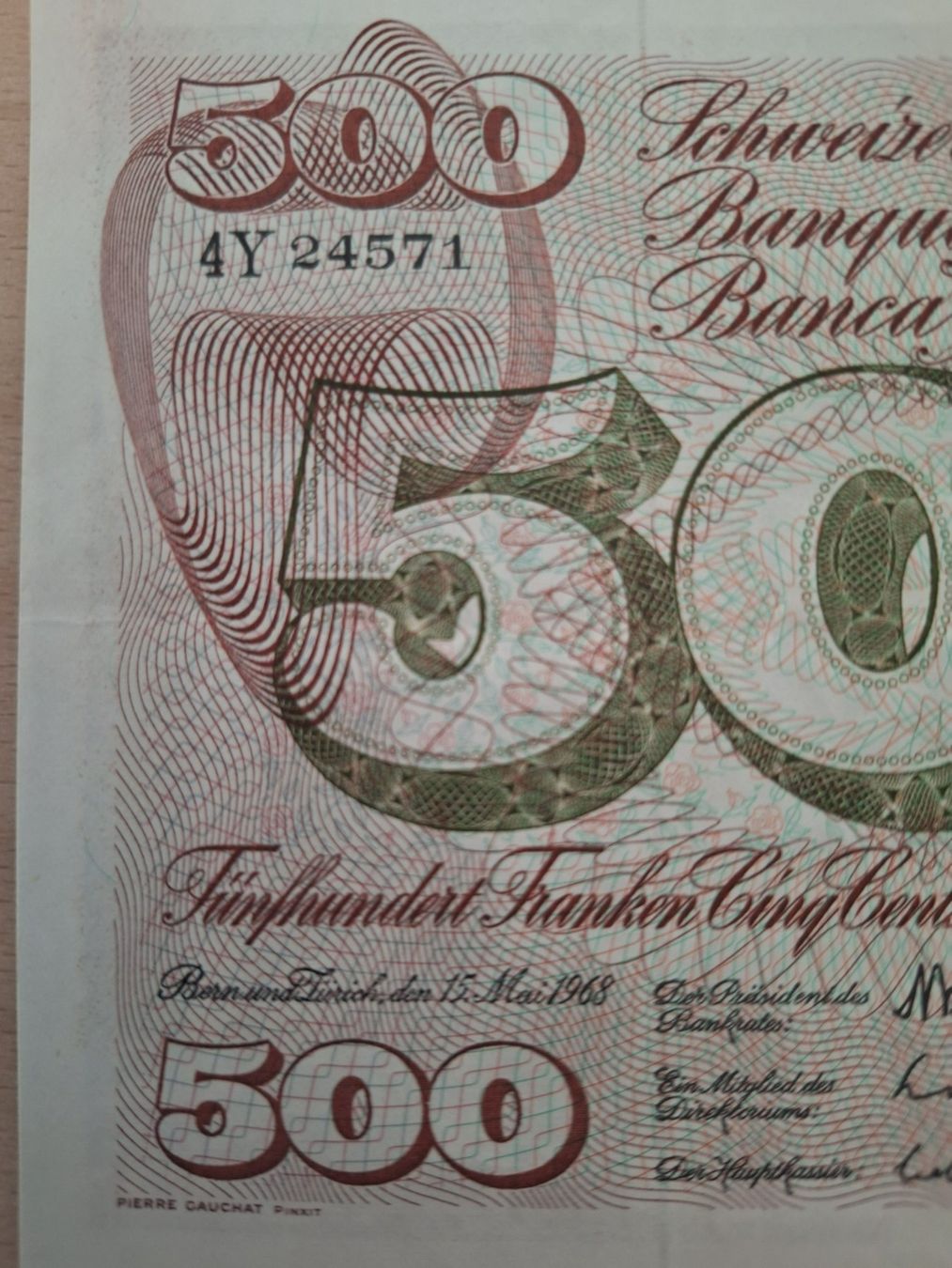 Banconote: Schweizer Banknote, 500.00 Franken – Usato da Lohn-Ammannsegg venduto da Beo71 2