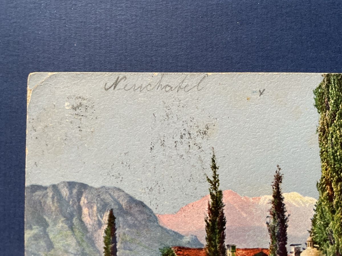 Cartoline postali: Alte Ansichtskarte von Neuchâtel gelaufen – Usato da Neuhausen am Rheinfall venduto da Arielle55 1