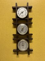 3er Set Wetterstation Barometer Thermometer Hygrometer Holz 