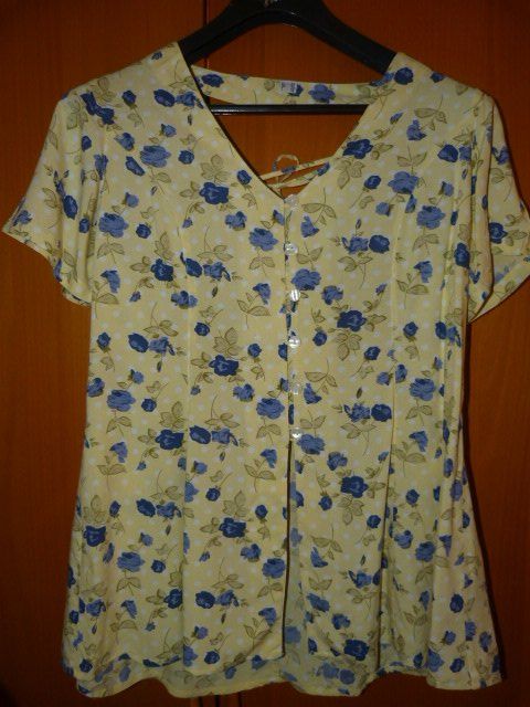 Camicette: Bluse mit Schnürung, Gr. 40, gelb-blau – Usato da Nunningen venduto da Fashion-Ave51 1