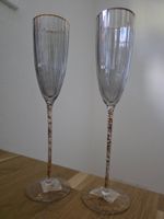 Champagnerflöten 2er Set Grau Goldrand Glas Neu