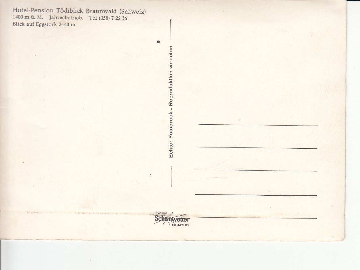Cartoline postali: Braunwald ca. 1945 – Usato da Bürglen TG venduto da StampGraf 1