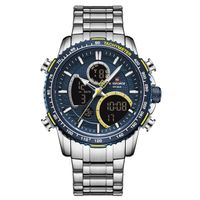 ⌚ Herrenuhr Edelstahl Silber Blau Gelb Business Sport NEU