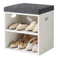 Schuh Aufbewahrungsbank mit gepolstertem Sitzkissen weiss