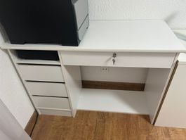 Schreibtisch mit Schubladen, weiss, Top Zustand!