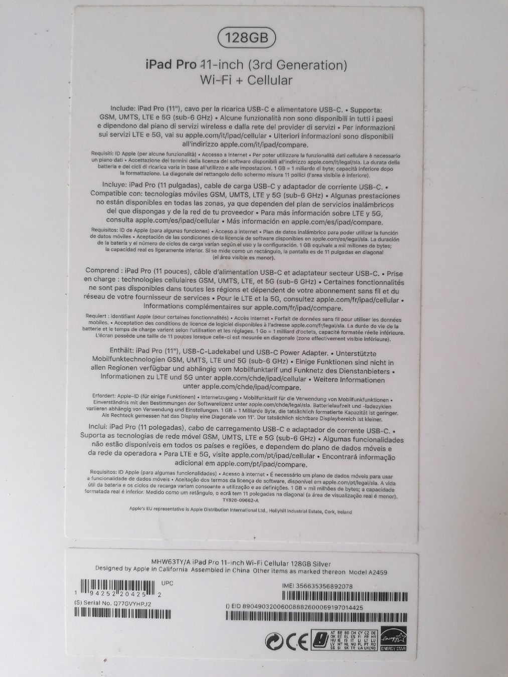 Apple Tablet PC: ipad pro 11pouce 4rd génération wi-fi et cellular – Gebraucht aus Icogne von Molfo 1