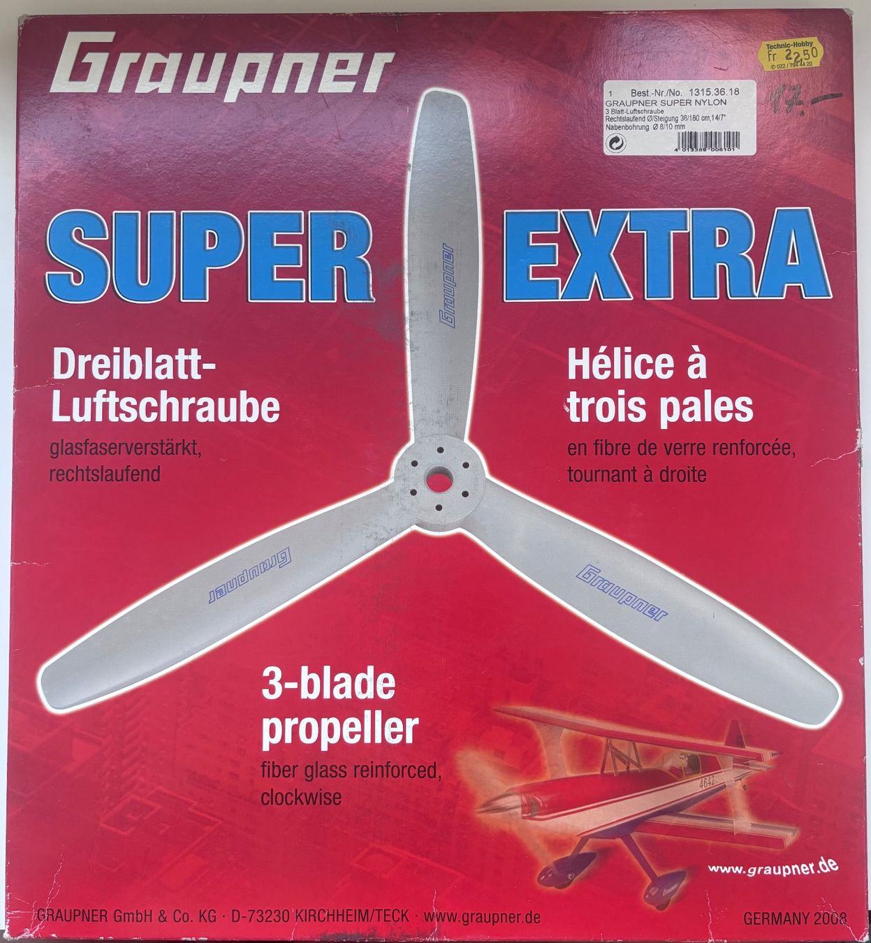 Graupner RC Modellbau: Hélice tripale14x7 Graupner Super Extra en nylon renforcé – Gebraucht aus Genève von Sabgoblin 1
