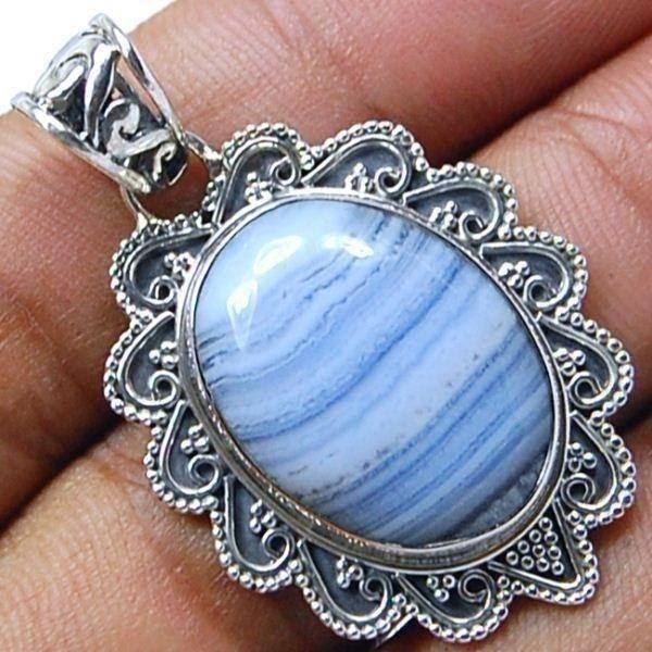 Ciondoli: BLUE LACE AGATE – Nuovo e nell'imballaggio originale da Berg TG venduto da marta970