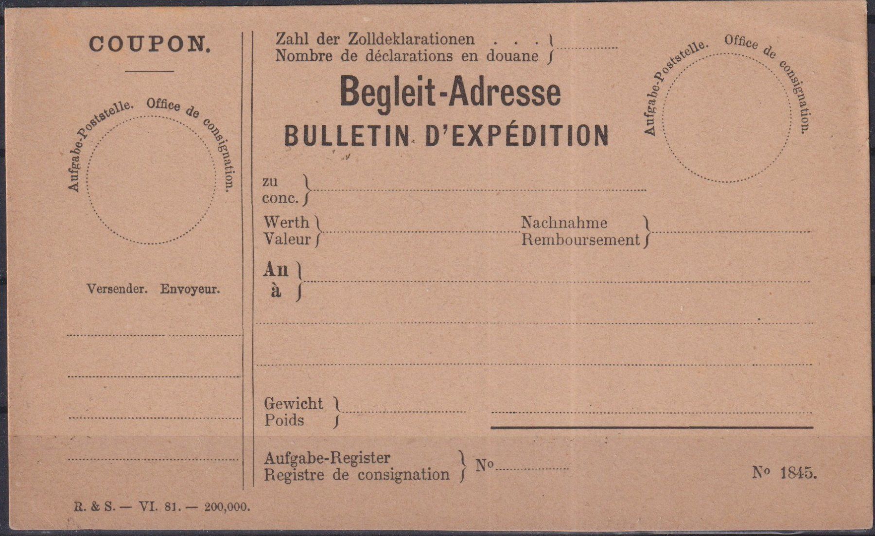 Tutti i francobolli: S54)  Begleit-Adresse, sehe Scan – Usato da Claro venduto da Chanty7