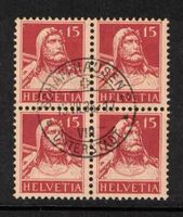 1933 Tell 173z geriffelt im Viererblock, Zentrum-ʘ Kat.800.-