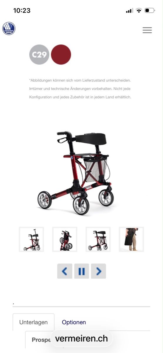 Gehhilfen: Rollator QUADRI-LIGHT doppelt faltbar rot C29 – Gebraucht aus Eschlikon TG von madeleine013