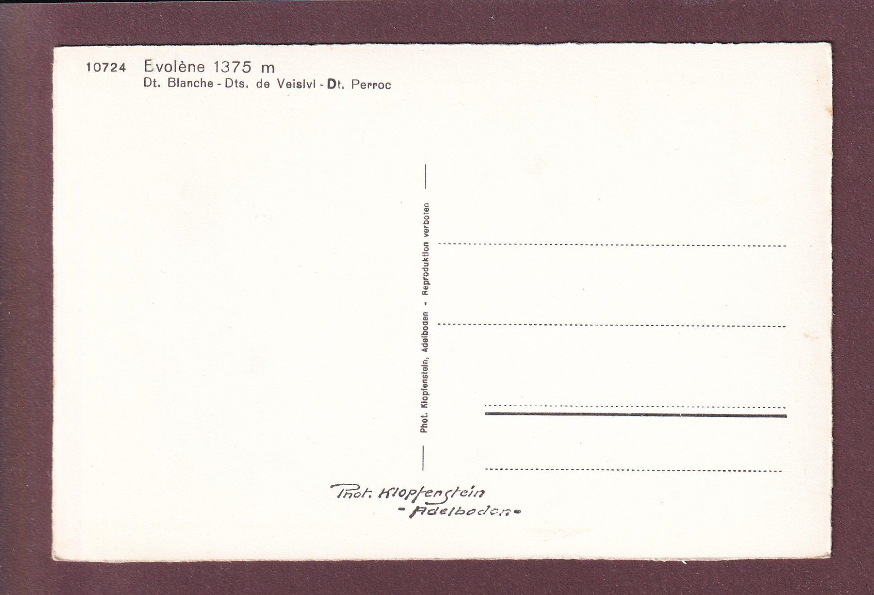 Ansichtskarten: EVOLENE - Dent Blanche – Gebraucht aus Pully von nicecards 1