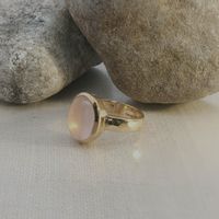 Rosenquarz Ring Silber grün filigran elegant Unikat 54