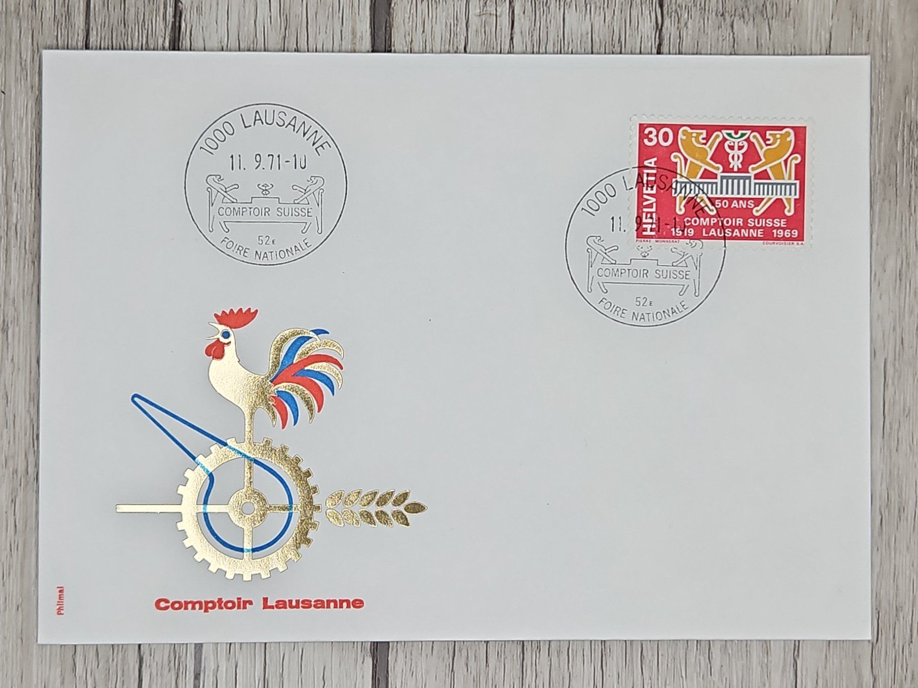 Tutti i francobolli: CL09 Enveloppe + Timbre Suisse 1971 – Usato da Cousset venduto da Patrick_Collections