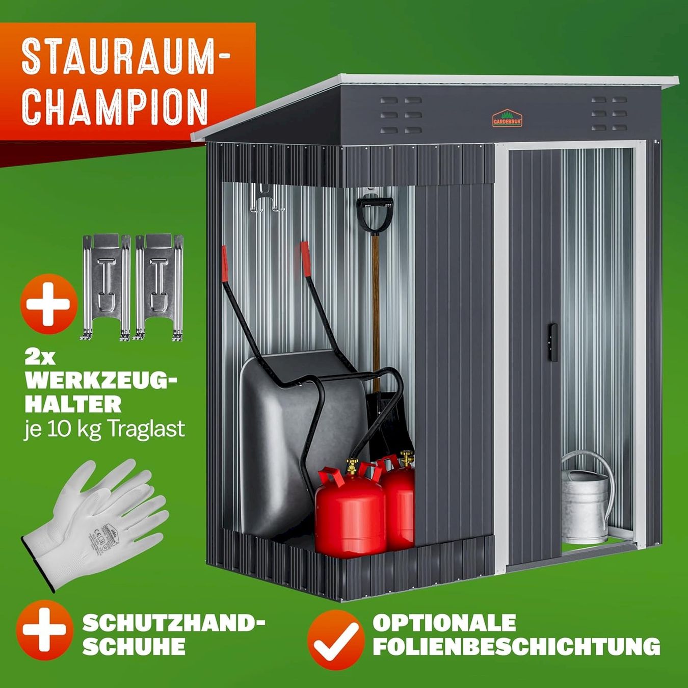 Gartenhäuser & Gewächshäuser: GARDEBRUK Gerätehaus Anthrazit – Neu und originalverpackt aus Bottighofen von zaap 2