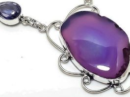 Purple Solar Quartz, Amethyst Gemstone 925 Silver Necklace