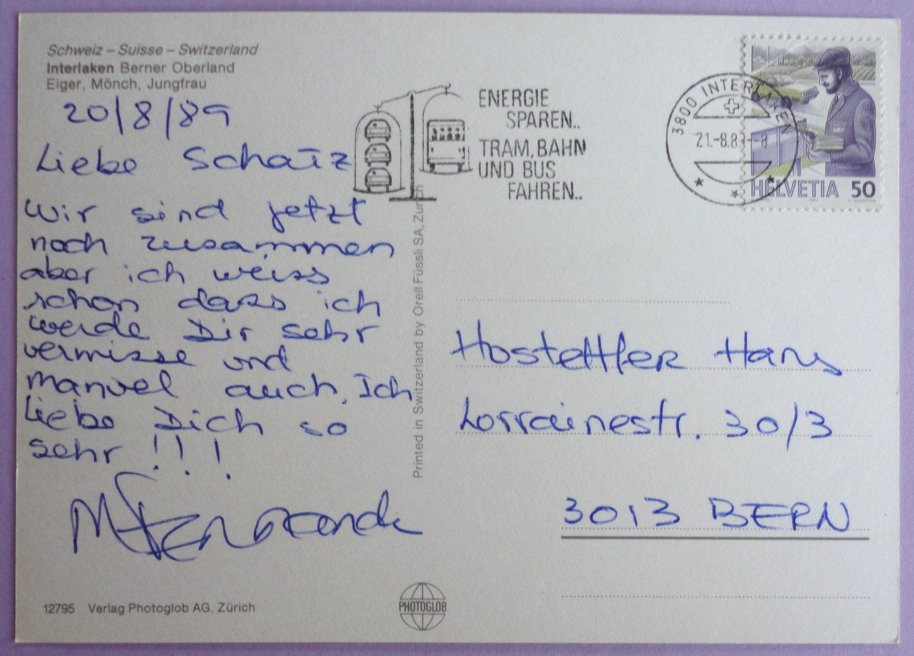Cartoline postali: Interlaken, B.O. – Usato da Fétigny venduto da Billy2miny 1