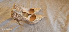 High Heels Glitzer Design Gold (41)