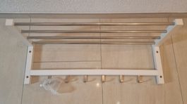 Garderobe Wandmontage Weiss mit 5 Haken und Ablage