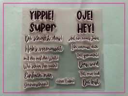 Texte - Yuppie! Super, Hey usw... und Sätze - Silikonstempel